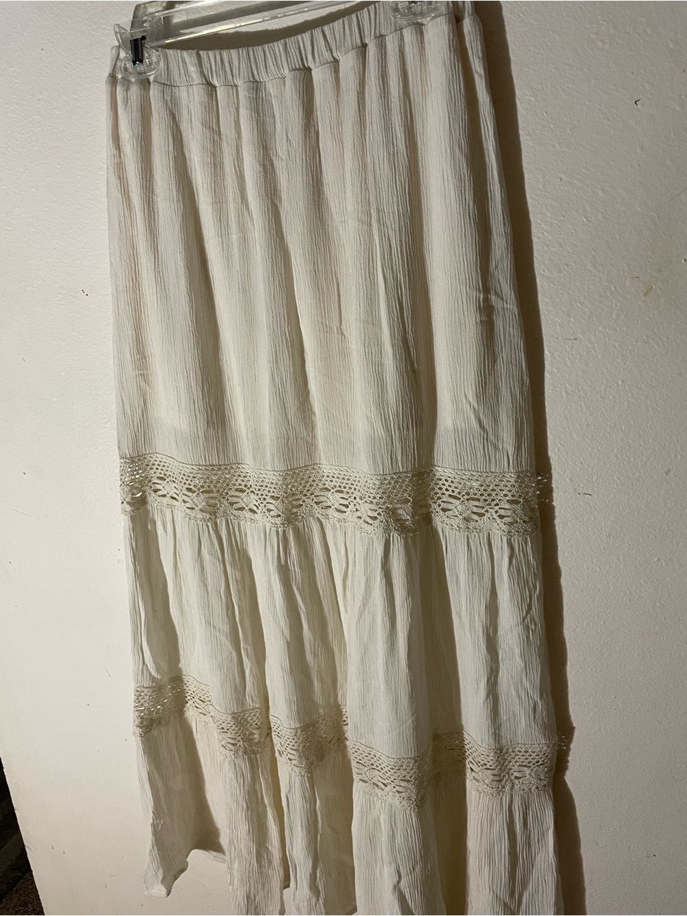 Mossimo Supply Co. Cream Crochet-Tier Maxi Skirt